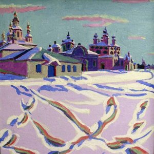 Калинин Г. В. Морозный день в Великом Устюге. 1992. Холст, масло. Из собрания Вологодской областной картинной галереи