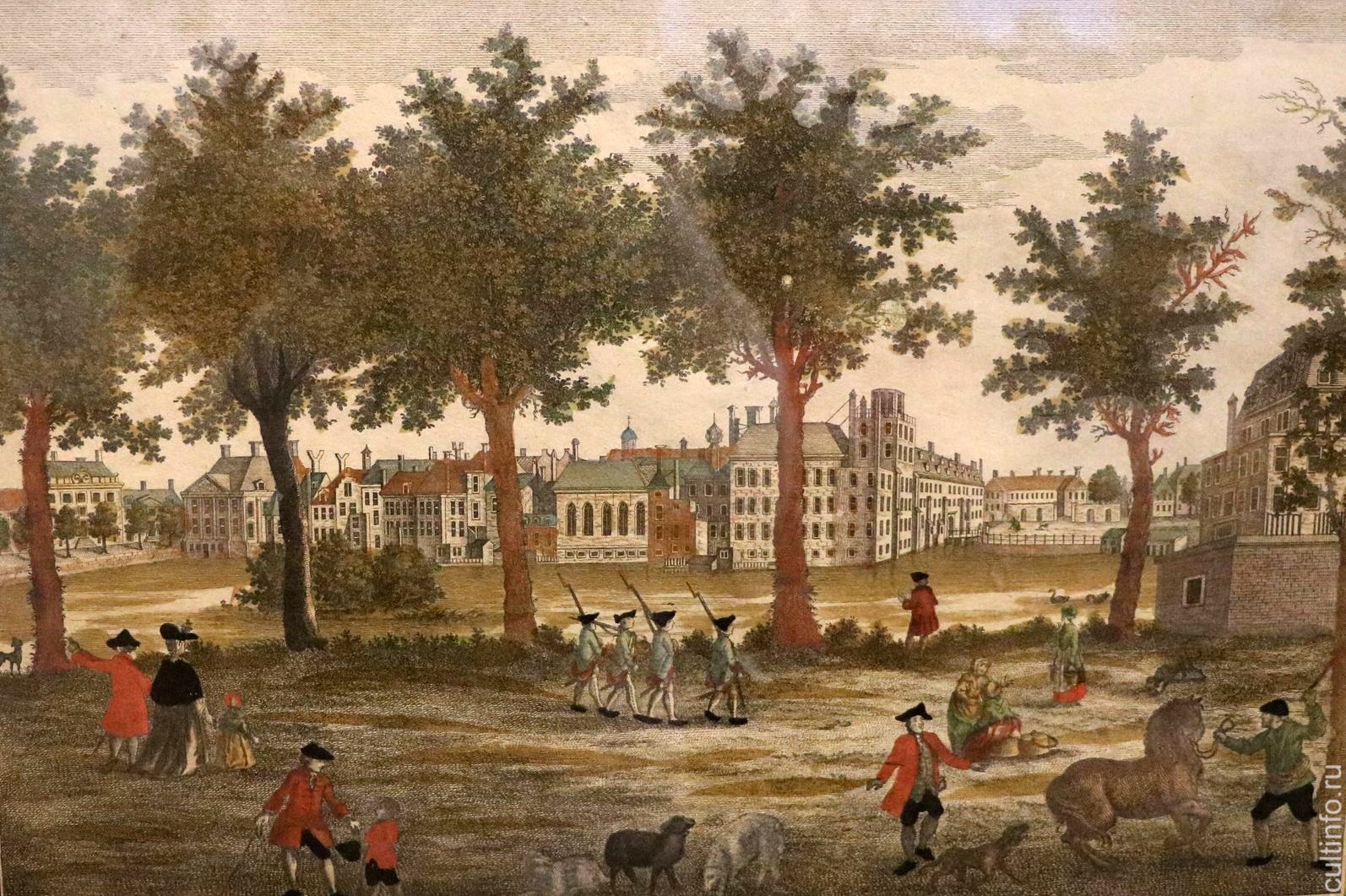 Г.Б.Пробст с оригинала Х.ван Исаака. Вид садка перед двором в Гааге. 1770-1790-е гг.