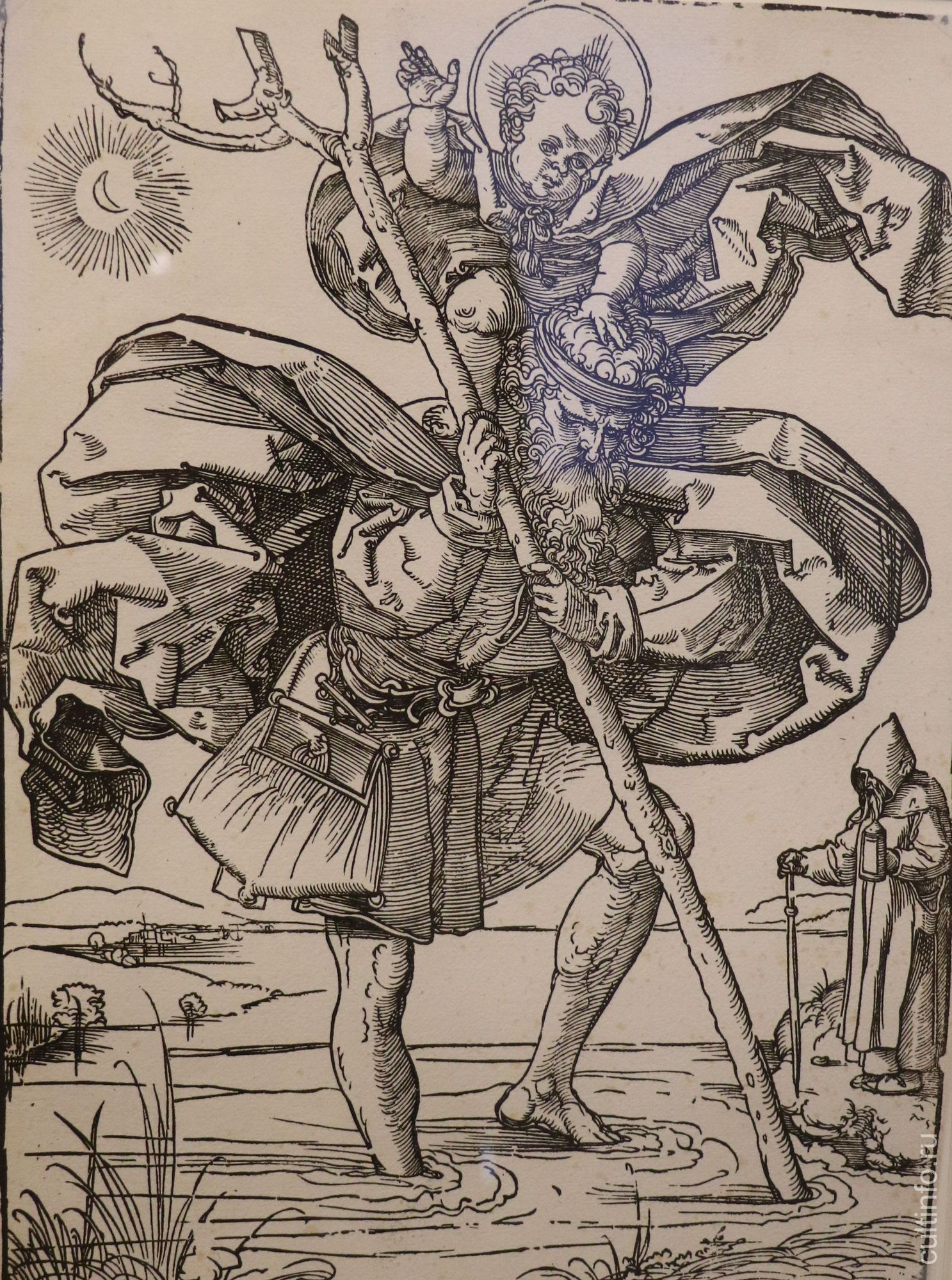 Г.З.Бехам. Святой Христофор в лунном свете. 1528 г.