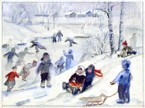 Произведения из фондов Вологодской областной картинной галереи, связанные с зимними видами спорта