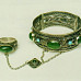 Гарнитур «Восточный» (браслет  и кольцо). 2002. Металл, скань, пайка, нефрит, бирюза