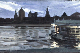 Новгород. Вид на Детинец от пристани на Торговой стороне. 1987. К., м.