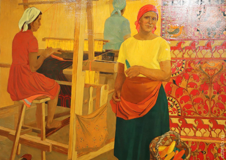 Е. Соколов. Красный ткач. Фрагмент. 1965. Выставка «Три возраста женщины»