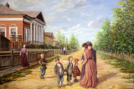 Кружевницы, берестянщики, пряхи и другие горожане прошлого века населяют картины Александра Попеляева в Центре ремесел