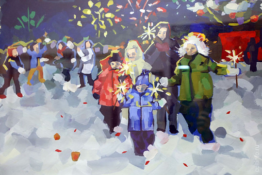 Новогодние картины учеников художественной школы имени Владимира Корбакова можно увидеть в центре «Забота»