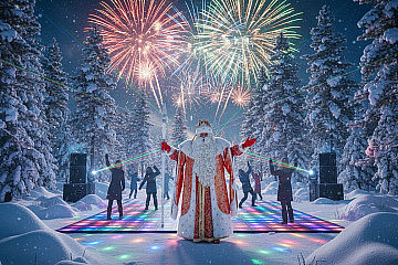 Яркое театрализованное шоу со сказочными героями ждет гостей новогодней ночи у Деда Мороза