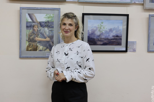 Серию акварельных работ о войне по произведениям советских авторов представила Вера Шашерина 