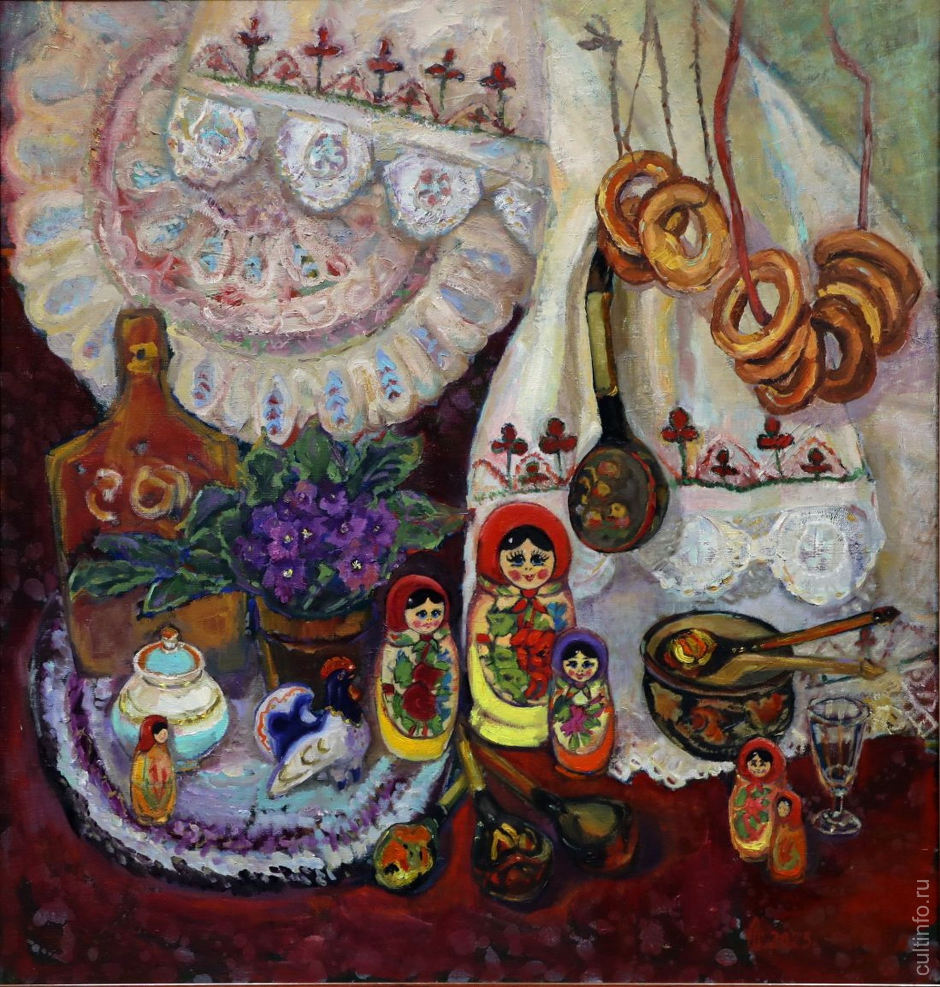 Лариса Шубина. Натюрморт с матрешками. 2025