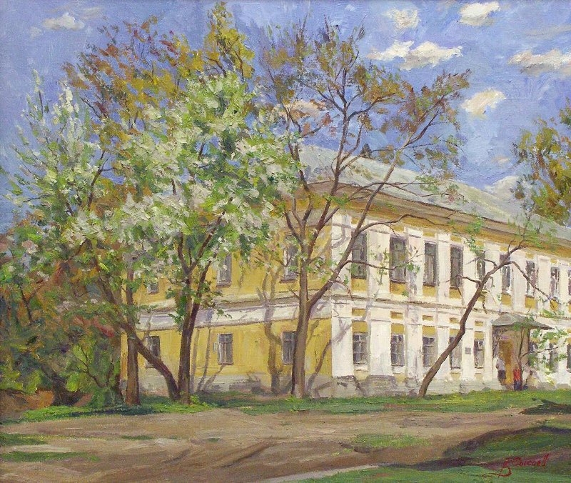 У дома писателя. 2007. Холст, масло. Собрание ВОКГ