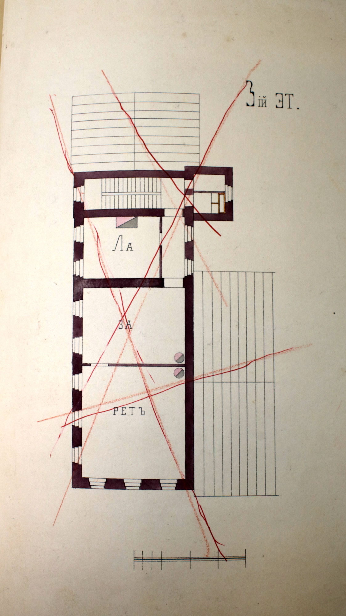 Проект пристройки общежития Вологодской мужской гимназии. ГАВО Ф. 14 оп. 1 д. 4677 