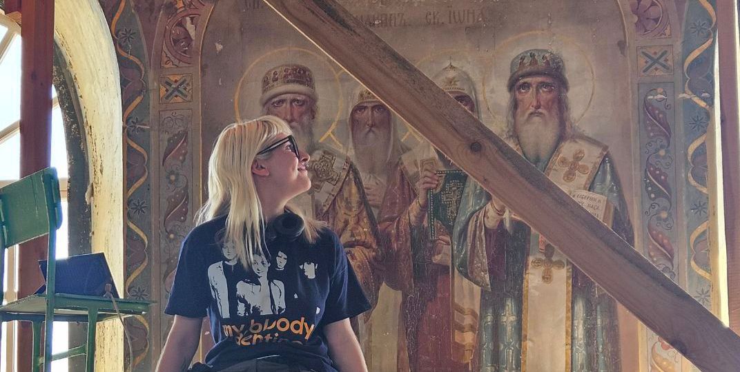 Фото Софии Рогожниковой. Процесс сохранения росписей Георгиевского храма села Косково