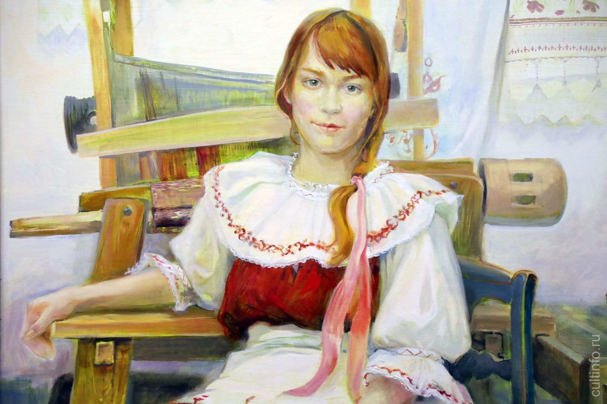 Анна Мисина. Портрет Евгении царёвой в свадебном костюме прабабушки Енюшки (Евгении). 2025